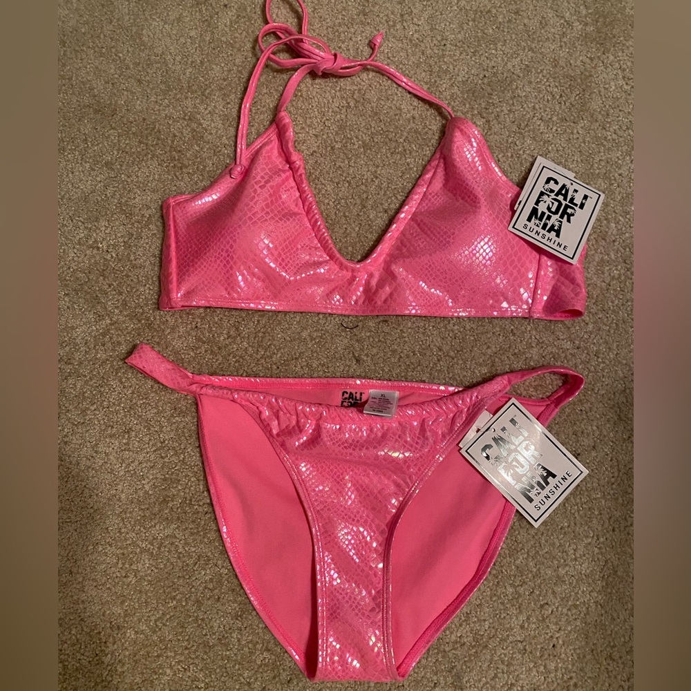 Pink shimmery Bikini Set